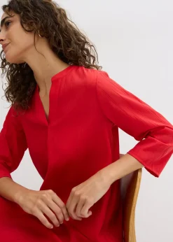 Robe-tunique texturée en viscose majoritaire
