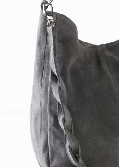 Sac en cuir velours avec sangle décorative