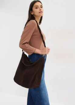 Sac en cuir velours avec sangle décorative