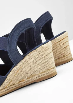 Sandales compensées à brides élastiques