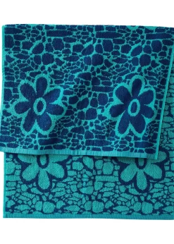 Serviette de toilette pur coton motif floral en jacquard
