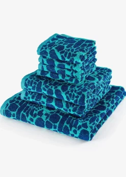 Serviette de toilette pur coton motif floral en jacquard