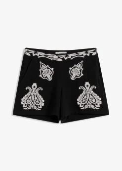 Short brodé en viscose mélangée