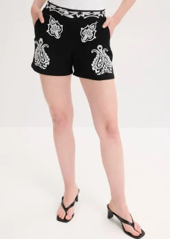 Short brodé en viscose mélangée
