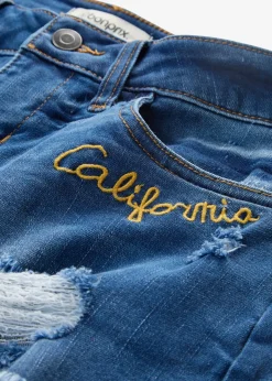 Short en jean à broderie
