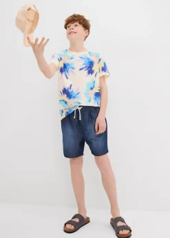 Short en jean 100% coton, taille élastiquée, regular