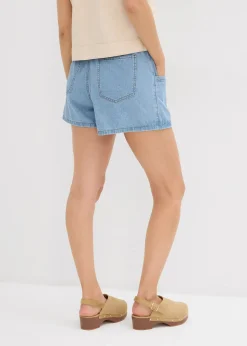 Short en jean avec taille haute élastiquée