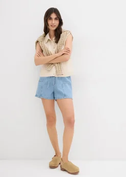 Short en jean avec taille haute élastiquée