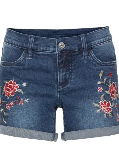 Short en jean brodé