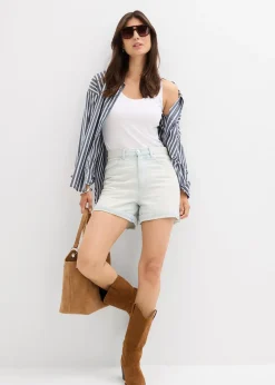 Short en jean taille haute, peu extensible