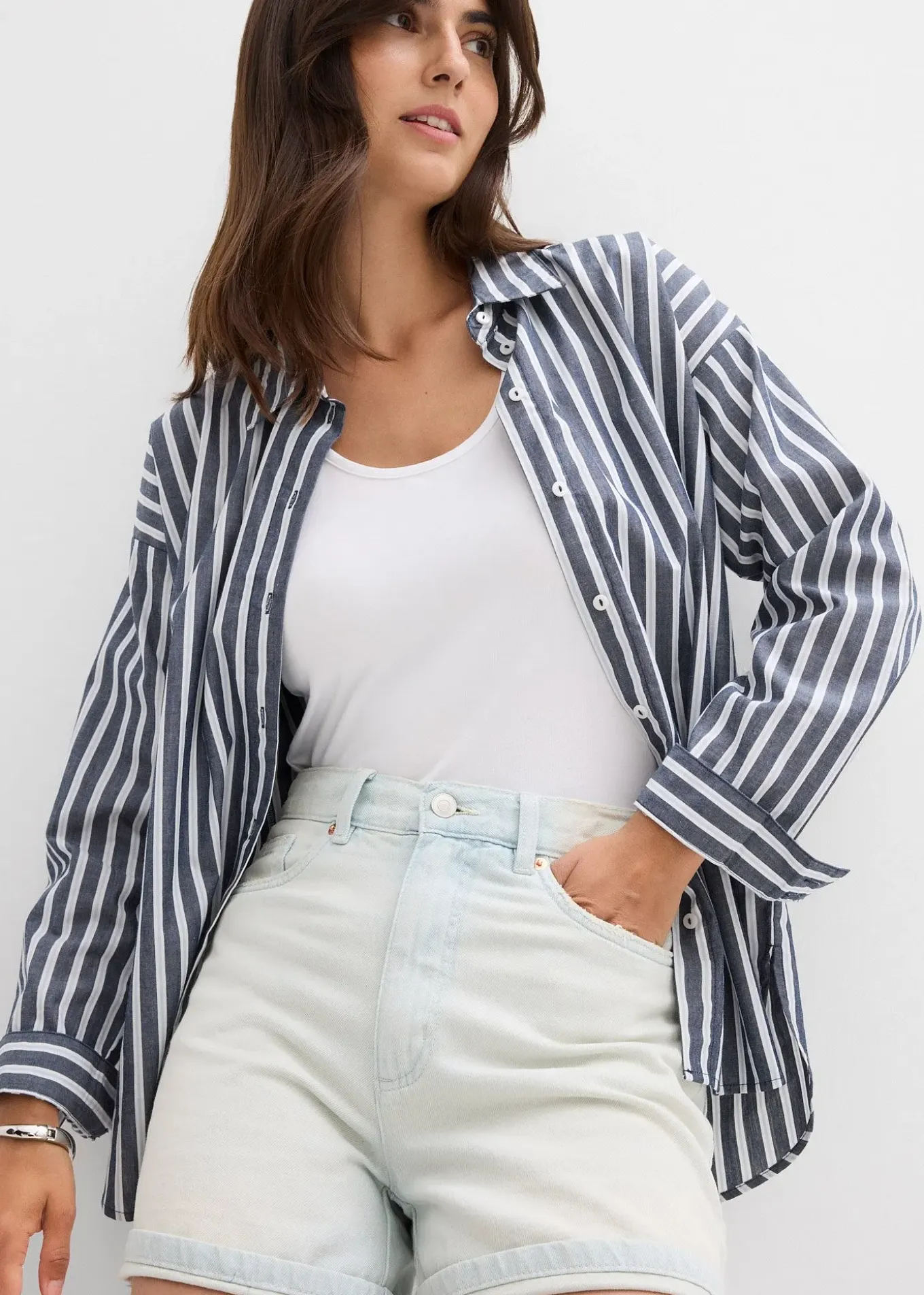 Short en jean taille haute, peu extensible