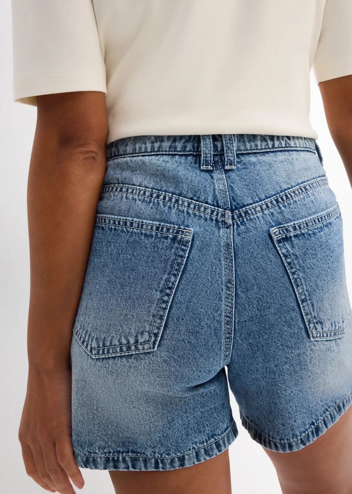 Short en jean taille haute, peu extensible