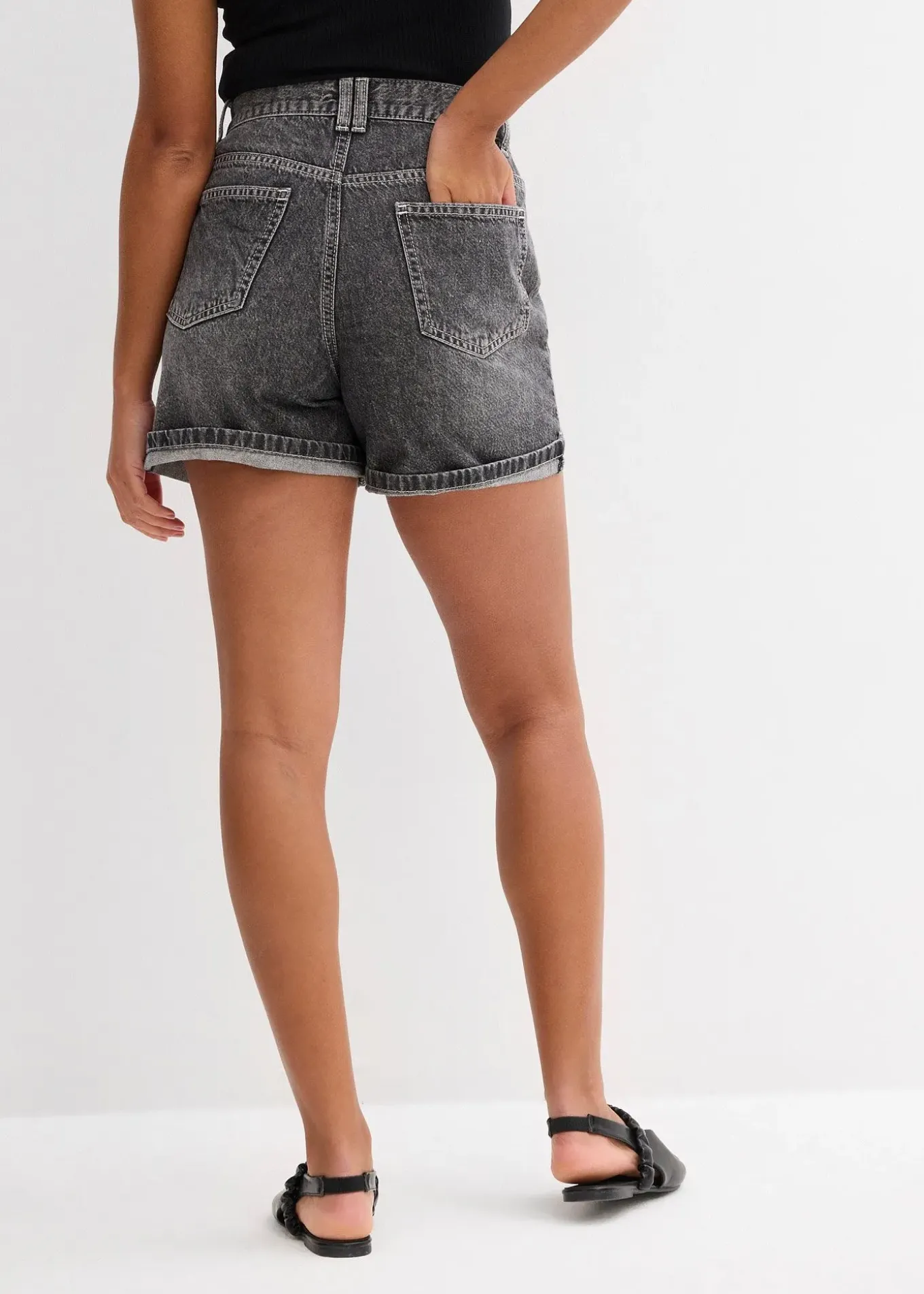 Short en jean taille haute, peu extensible
