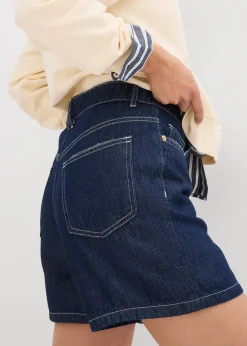 Short en jean taille haute, peu extensible