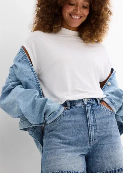 Short en jean taille haute, peu extensible