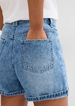 Short en jean taille haute, peu extensible