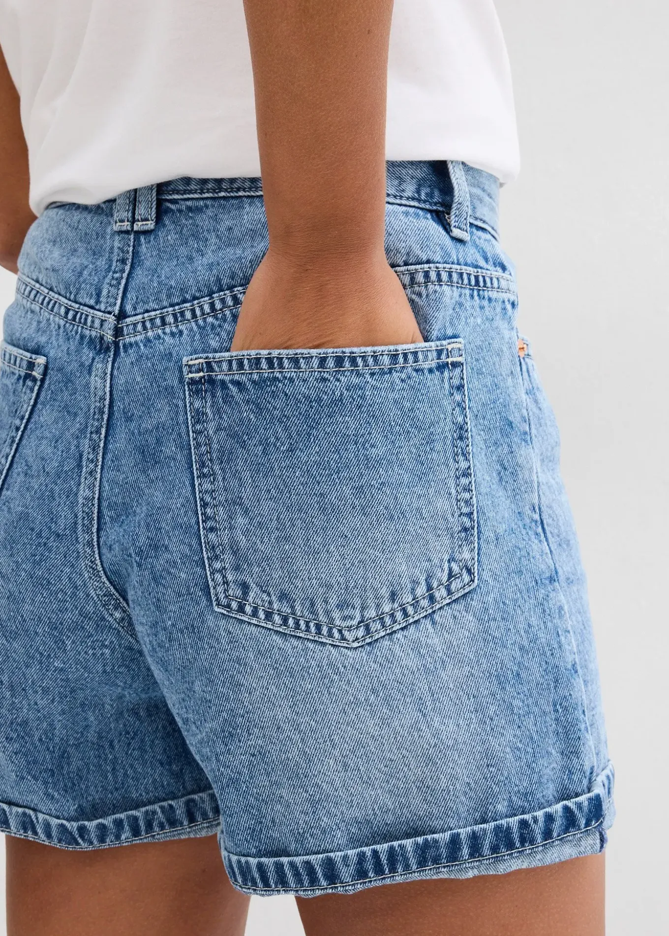 Short en jean taille haute, peu extensible