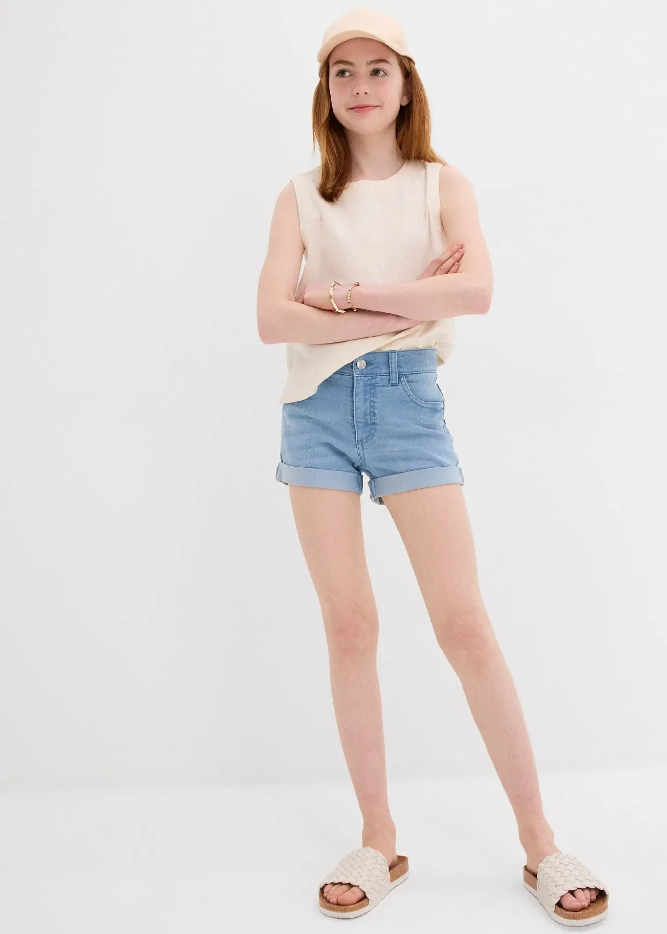 Short en jean, taille mi-haute