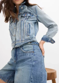 Short en jean taille mi-haute, peu extensible