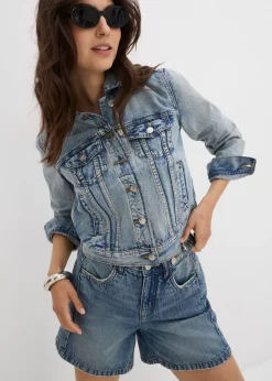 Short en jean taille mi-haute, peu extensible