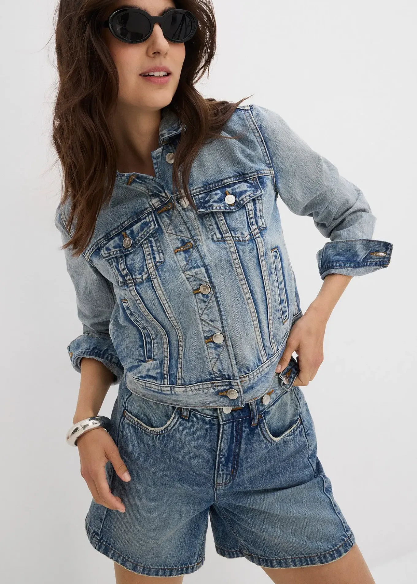 Short en jean taille mi-haute, peu extensible