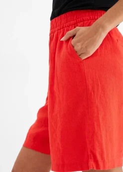 Short en lin mélangé avec taille élastiquée