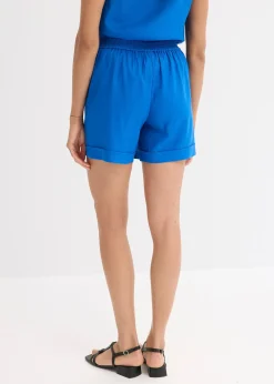 Short en lin mélangé, taille élastiquée