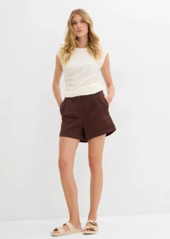 Short en twill, taille haute