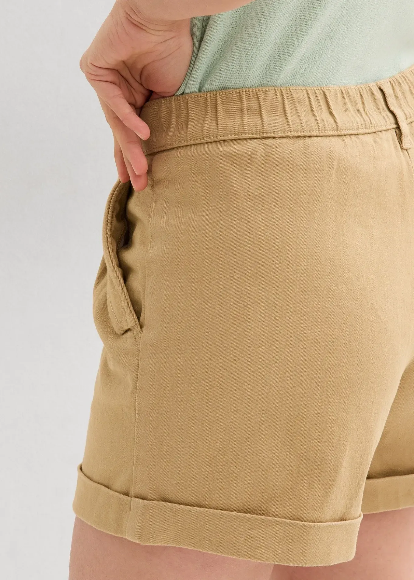 Short en twill, taille haute