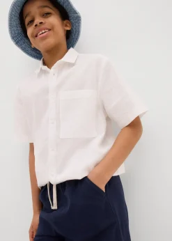 Short Regular à taille élastiquée en lin mélangé léger