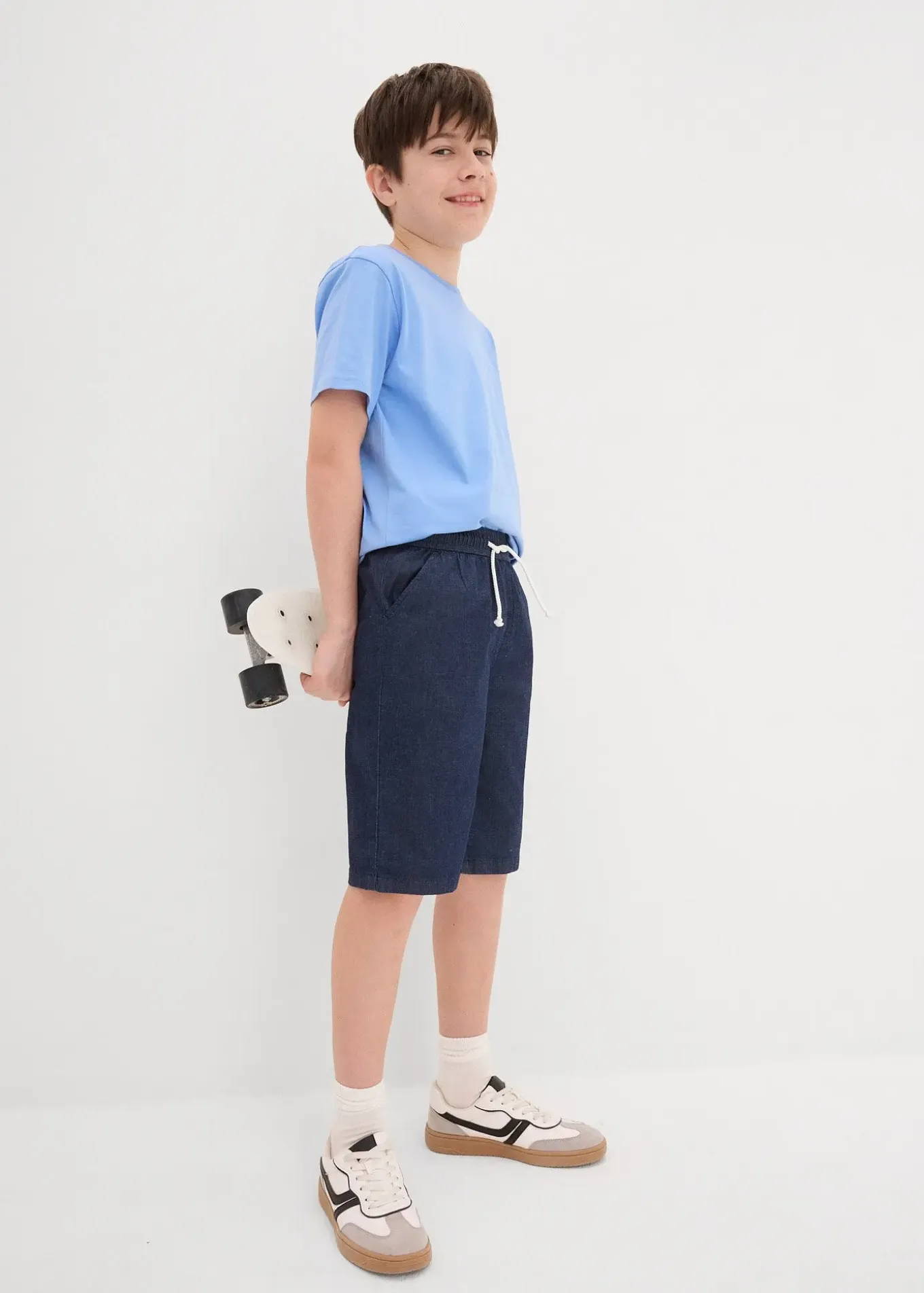 Short Regular en jean à taille élastiquée