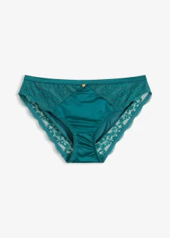 Slip en polyamide brillant avec dentelle