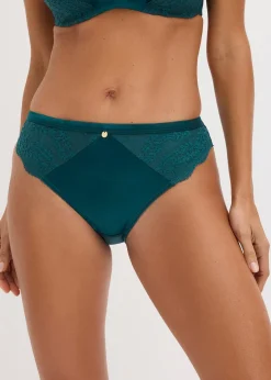 Slip en polyamide brillant avec dentelle