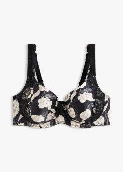 Soutien-gorge à coques en matière brillante avec dentelle