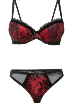 Soutien-gorge à coques et armatures + string (ens. 2 pces)