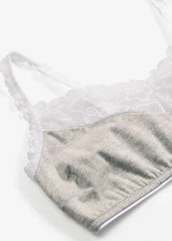 Soutien-gorge bralette sans armatures, coton et dentelle