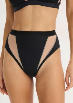 String taille haute à empiècement transparents