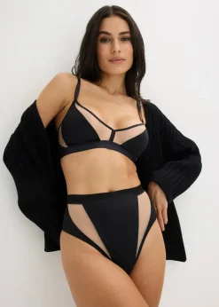 String taille haute à empiècement transparents