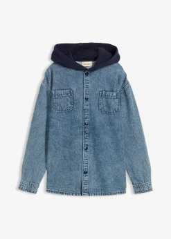 Surchemise en jean à capuche sweat