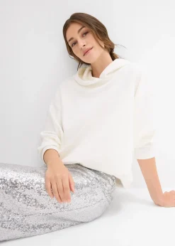 Sweat à capuche légèrement brillant en viscose mélangée