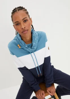 Sweat 100% coton à col imprimé