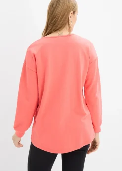 Sweat en coton mélangé, coupe courte devant longue derrière