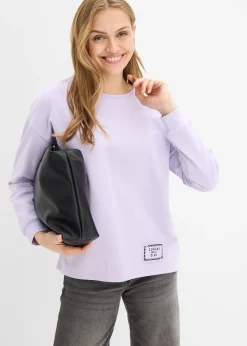 Sweat en coton mélangé, coupe courte devant longue derrière