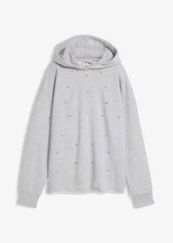 Sweat oversize à capuche et strass