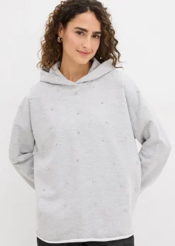 Sweat oversize à capuche et strass