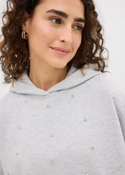 Sweat oversize à capuche et strass
