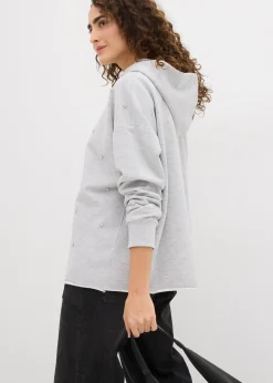 Sweat oversize à capuche et strass