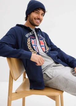 Sweat zippé à capuche, 100% coton