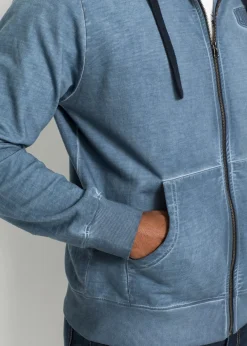 Sweat zippé à capuche, aspect délavé