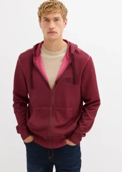 Sweat zippé à capuche, aspect délavé